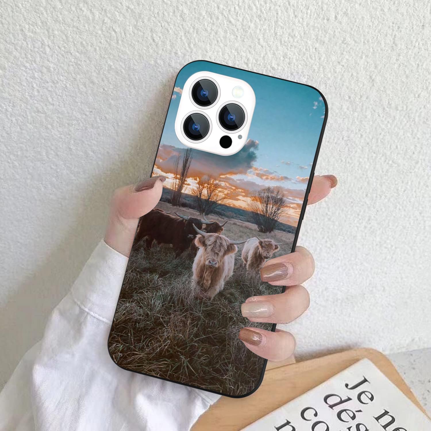 **Sunrise Highland Cow iPhone 12/12 Pro Case - Cute Animal Design Soft TPU Slim Protective Cover for Women, Men, Girls & Boys | Perfect for Daily Use, Travel & Gifting**