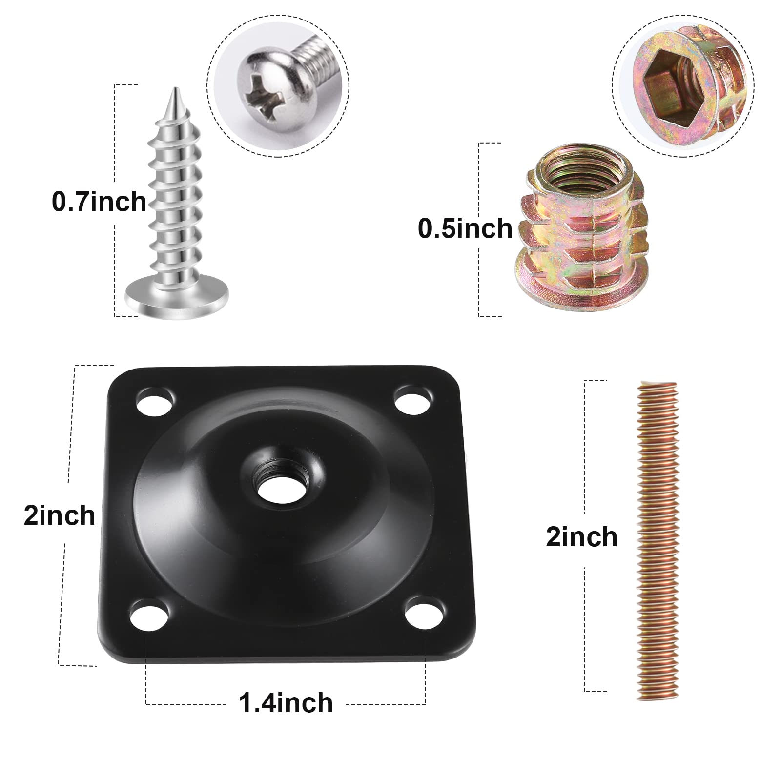 4 Sets Heavy Duty Furniture Leg Mounting Plates - 5/16