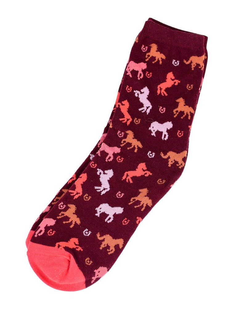 Tstars Equestrian Horse Socks for Women & Girls - Fun Novelty Crew Socks - Perfect Gift for Horse Lovers & Riding Enthusiasts - Great for Horseback Riding, Barn Days & Equestrian Events
