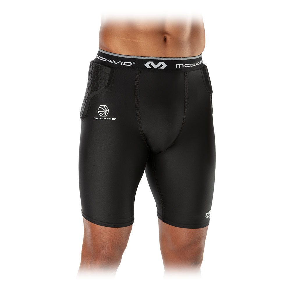 HEX® Basketball Compression Shorts with Hip & Tailbone Pads - Men's Protective Sports Shorts for Basketball, Training & Workouts