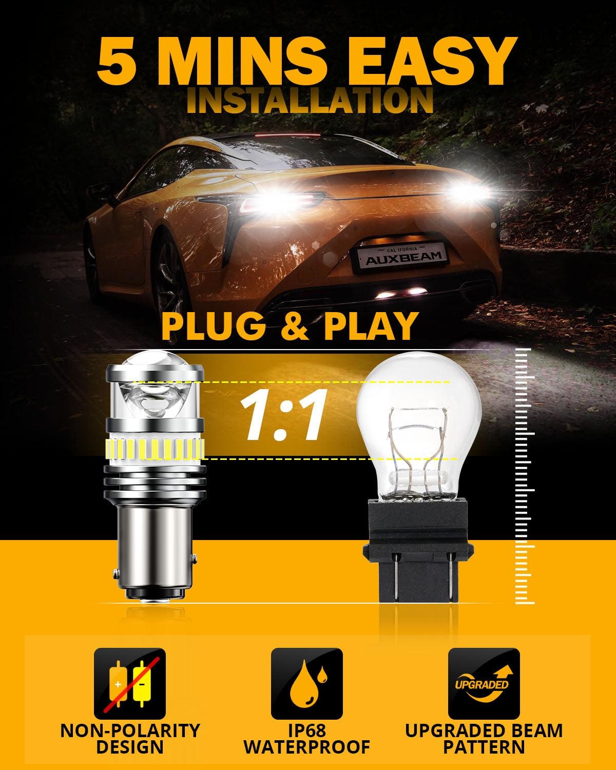 1157 BAY15D LED Bulbs - 11W 4000LM 6500K White B1 Series - Reverse/Turn Signal/Brake Tail Lights (2 Pack) | Perfect for Trucks, SUVs, and Cars - Enhanced Visibility & Safety