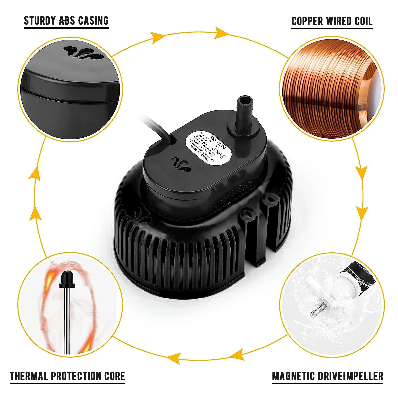 **Heavy Duty Submersible Pool Cover Pump for Above Ground Pools - 3300 GPH Water Pump with 16ft Drainage Hose & 25ft Power Cord - Ideal for Pool Draining, Sump Pumping, and Flood Prevention (Black)**