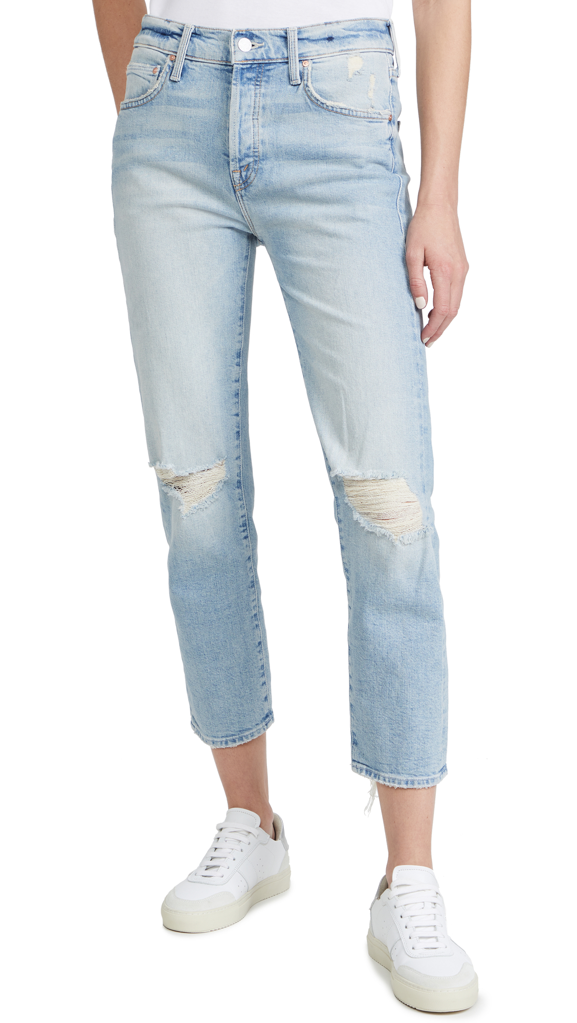 MOTHER Women's The Scrapper Ankle Jeans - High Waist Slim Fit Stretch Denim Pants for Casual Wear & Everyday Outfits