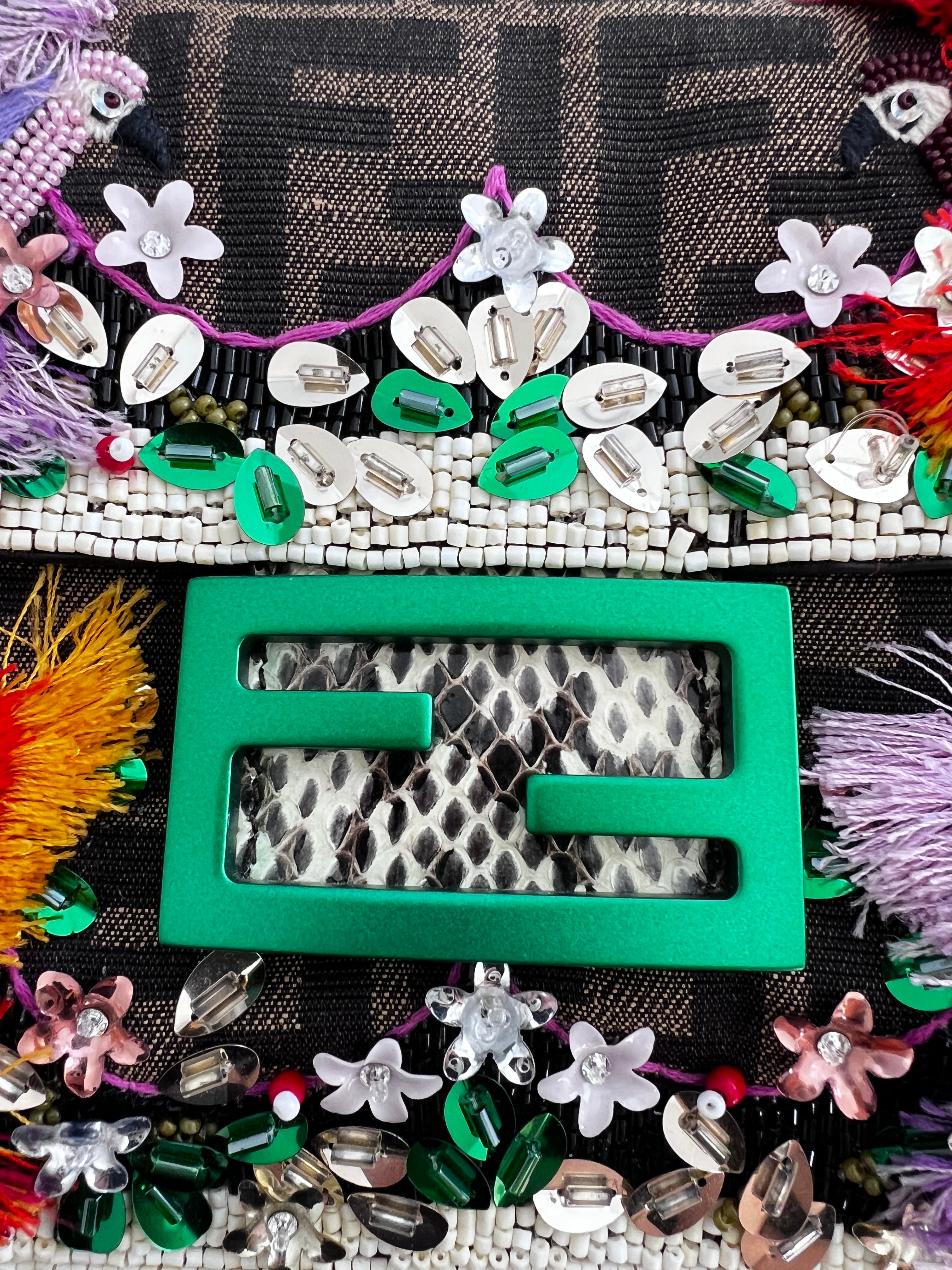 Fendi New Style Garden Embroidered Baguette Bag - Luxury Designer Handbag for Women | Perfect for Parties, Weddings & Everyday Use