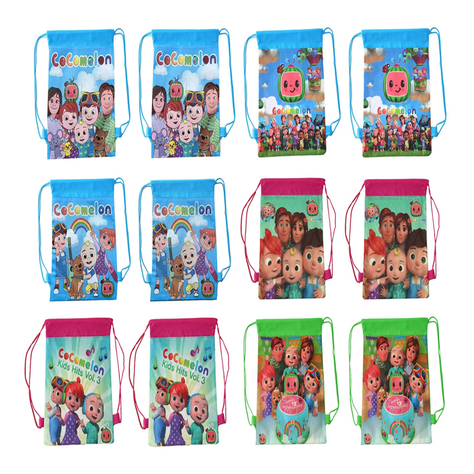 12 Pack White Party Favor Drawstring Bags - Bulk Birthday Party Supplies, Gift Bags & Backpacks for Kids, Weddings, Baby Showers & Events - One Size