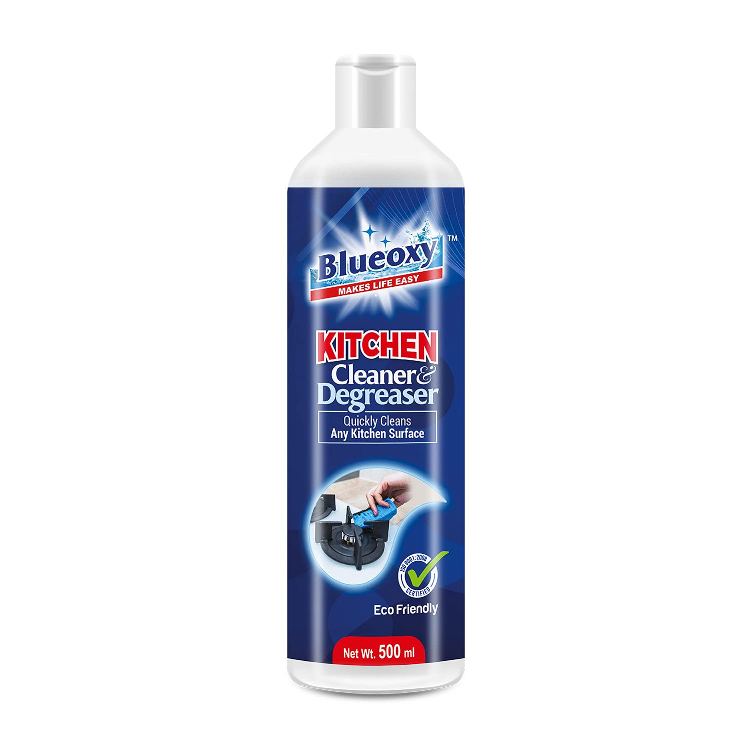 BLUEOXY High-Performance Kitchen Cleaner & Degreaser - Powerful Oil Stain Remover for Stove, Chimney & Glass Cooktops | Eco-Friendly Formula | 500ml (1 Pack) - Perfect for Deep Cleaning Greasy Kitchen Surfaces & Appliances