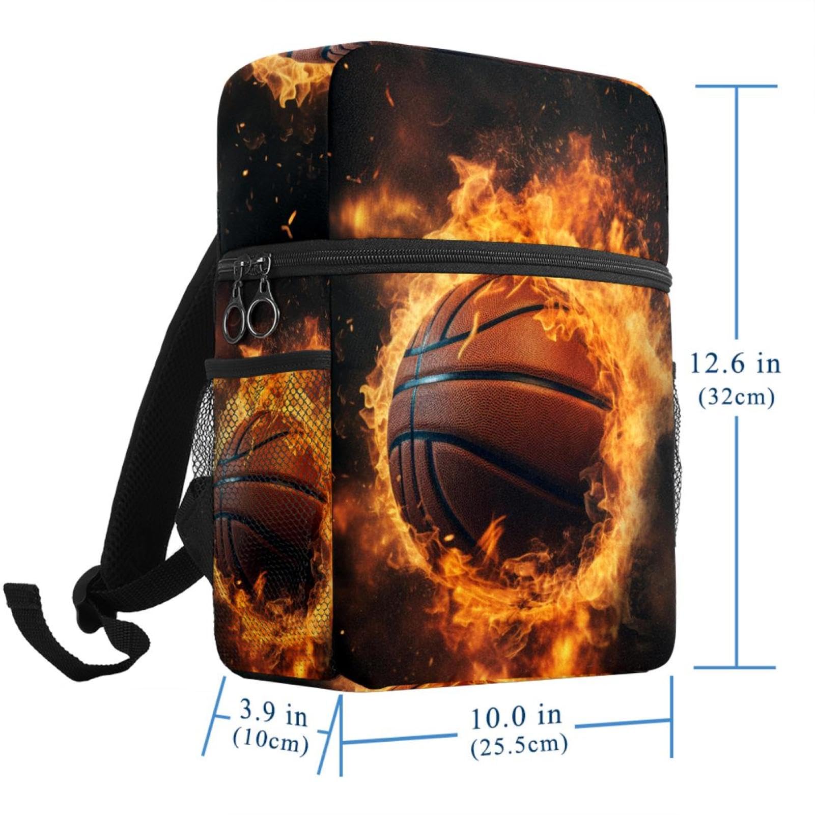 Stylish Travel Backpacks for Women & Men - Waterproof Flame Retro Basketball Backpack for Hiking, Gym, School & Work