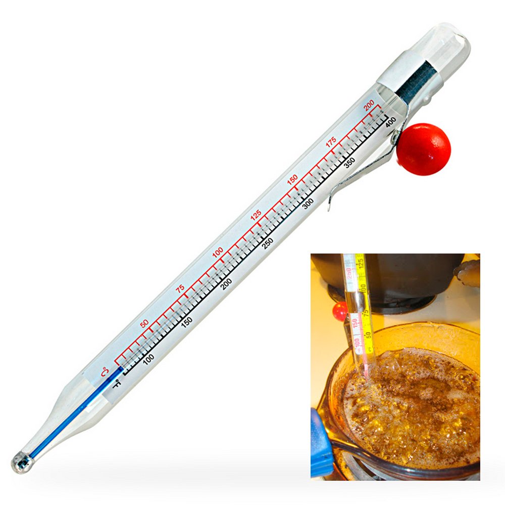 Glass Candy Deep Fry Thermometer - Classic Frying & Candy Thermometer for Cooking Oil, Meat, Jelly - Perfect for Deep Frying, Candy Making, and Home Cooking