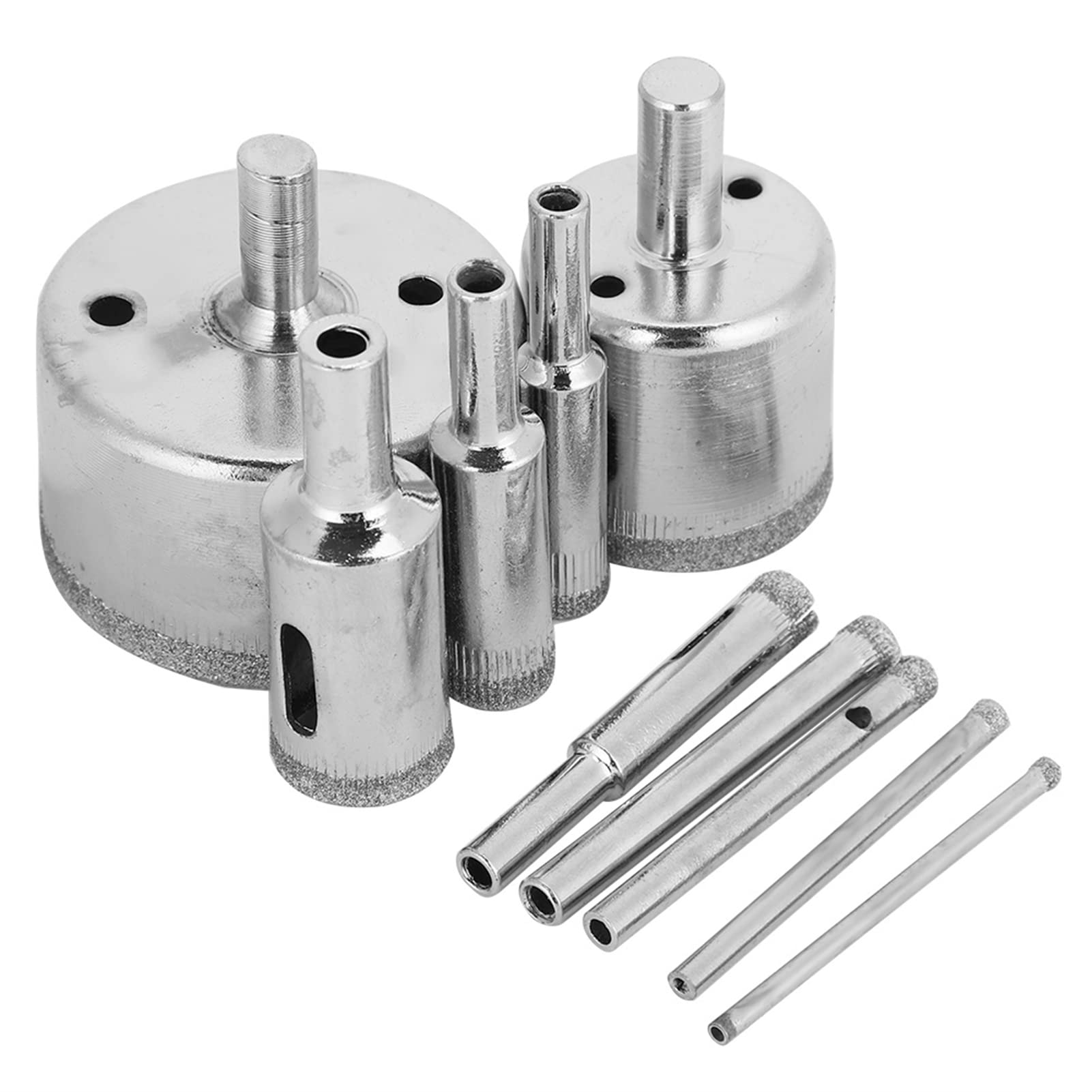 10PCS Diamond Drill Bit Set for Glass, Ceramic, Tile & Marble - 3mm to 50mm Hole Saw Core Drill Bits - Perfect for DIY Home Improvement, Bathroom Renovation & Craft Projects