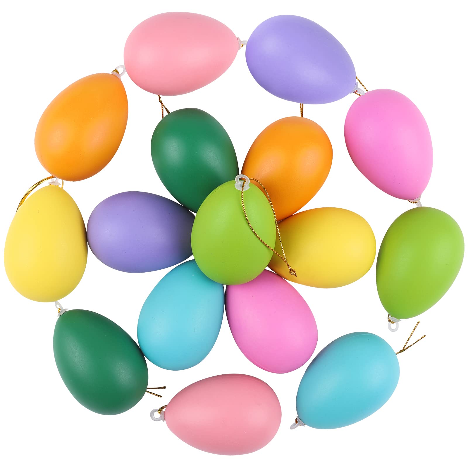 Elcoho 16-Piece Multicolor Easter Hanging Eggs Decorations - Easter Egg Tree Ornaments for Home, Office & Party Decor - Perfect for Easter Celebrations, Spring Home Decor & Festive Gatherings