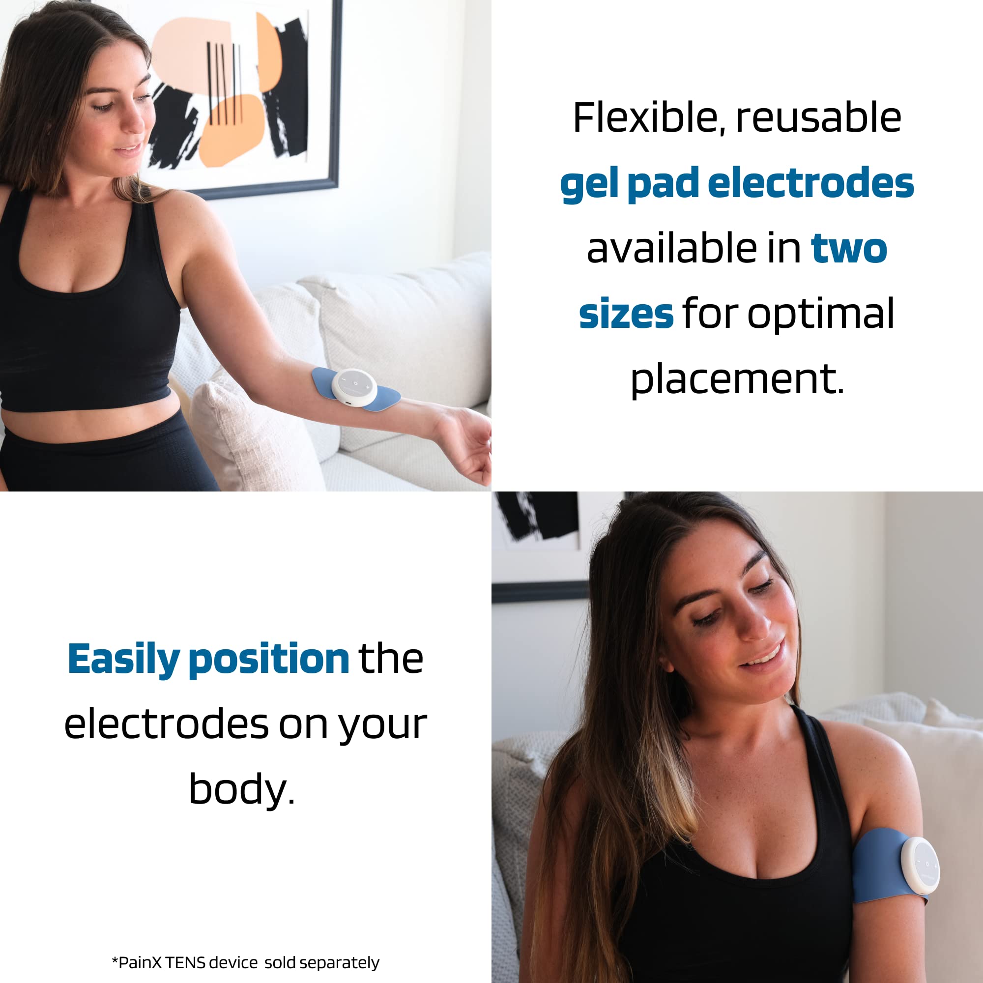 Soterix PainX TENS Unit Electrode Gel Pad Refills - 6 Pads (Small Size) - Wireless Muscle Stimulator Pads for Knee, Back & Neck Pain Relief - Perfect for Home Therapy & Post-Workout Recovery