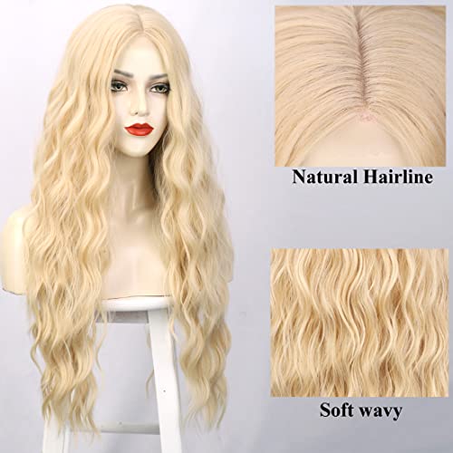 Long Straight Ombre Brown Wig with Middle Part - Natural Looking Synthetic Hair for Daily Wear & Cosplay