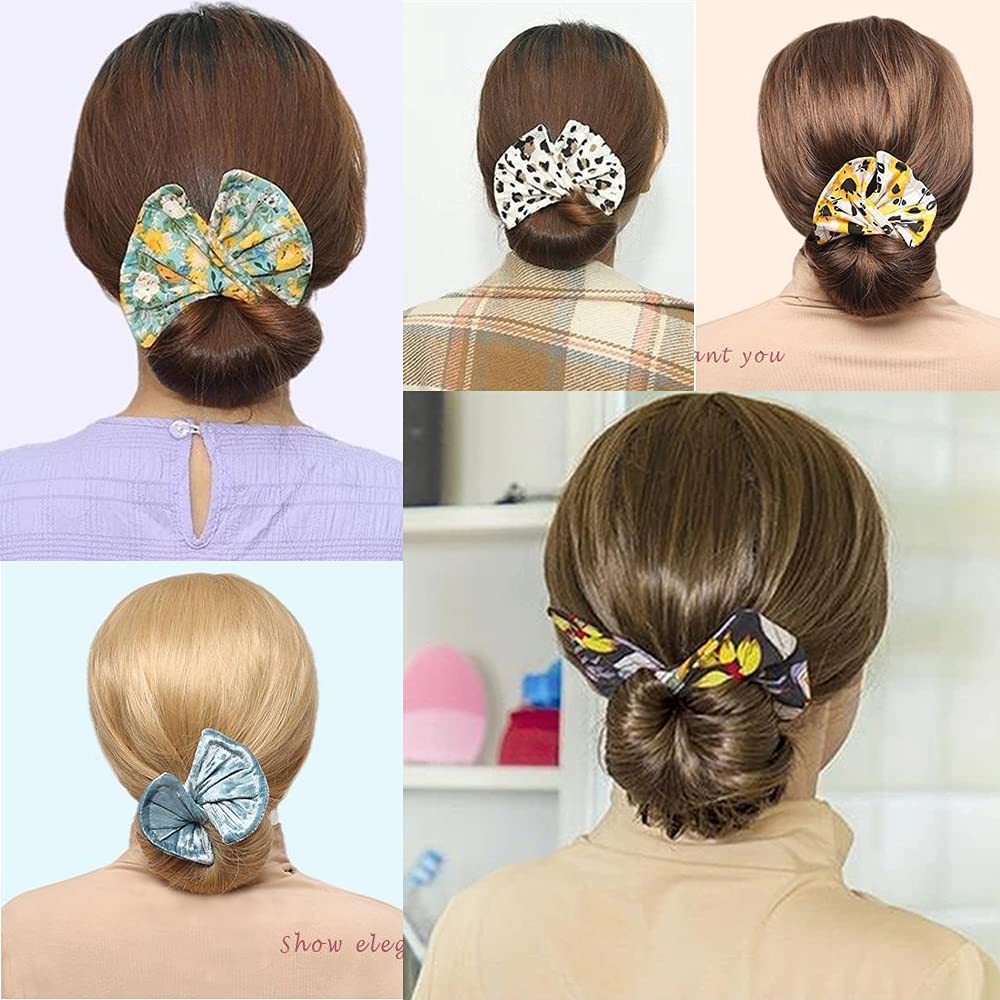 5 Piece Floral Donut Bun Maker Set for Women - Magic Hair Twist Tool, Reusable Hair Donut for Easy Updos, Ponytails & Messy Buns (Leaves Design) - Perfect for Weddings, Parties & Everyday Hairstyling
