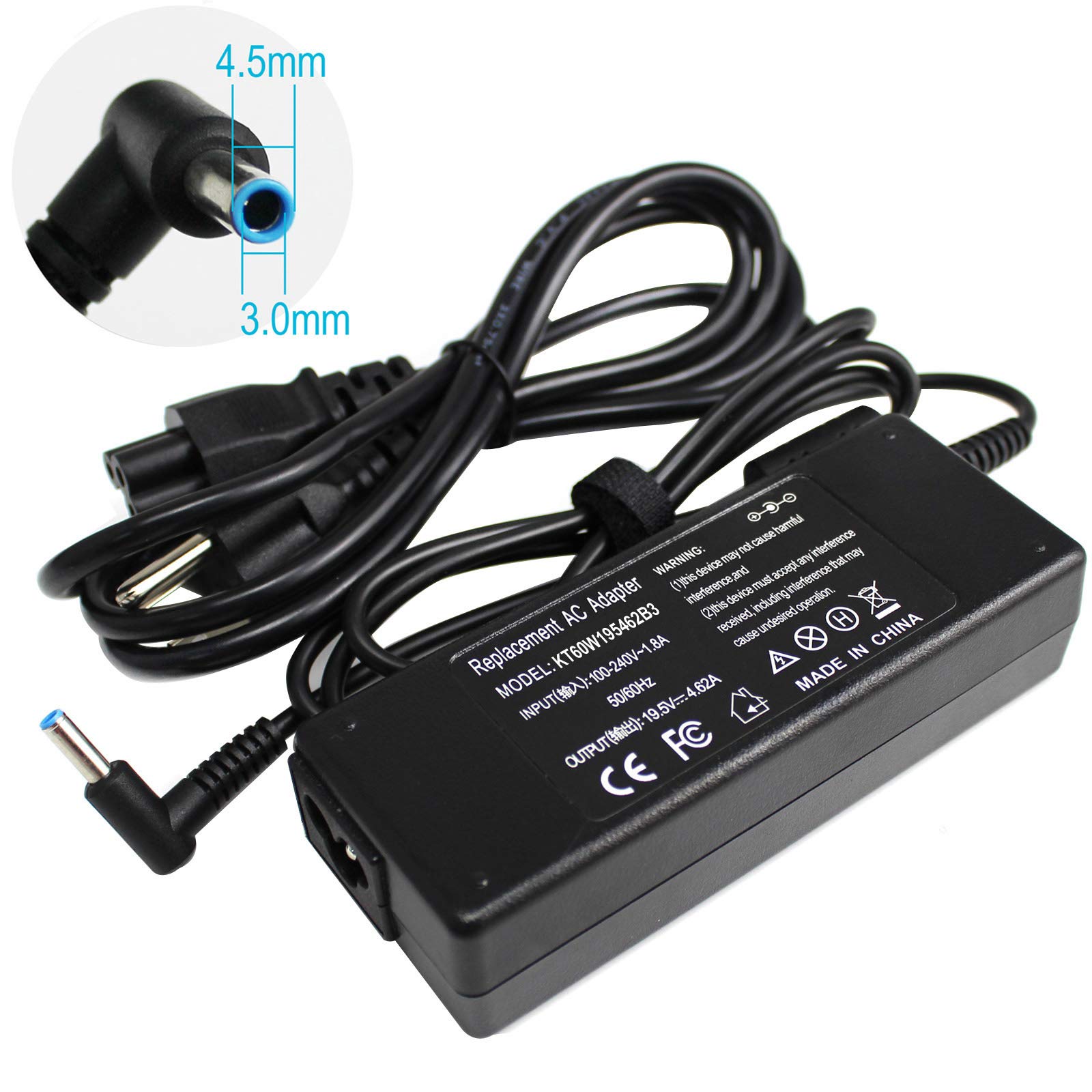 90W 19.5V 4.62A AC Adapter Laptop Charger for HP Spectre X360 13/15, Envy Touchsmart 15/17, Pavilion 11/14/15/17 - Compatible with Models 741727-001, 740015-001, 854117-850, TPN-DA11, TPN-CA13 - Perfect for Home, Office & Travel Use
