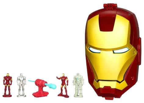 Hasbro Iron Man 2 Movie Series Micro Head Playset - Iron Man Mark VI Action Figure - Collectible Toy for Marvel Fans & Superhero Play Scenes