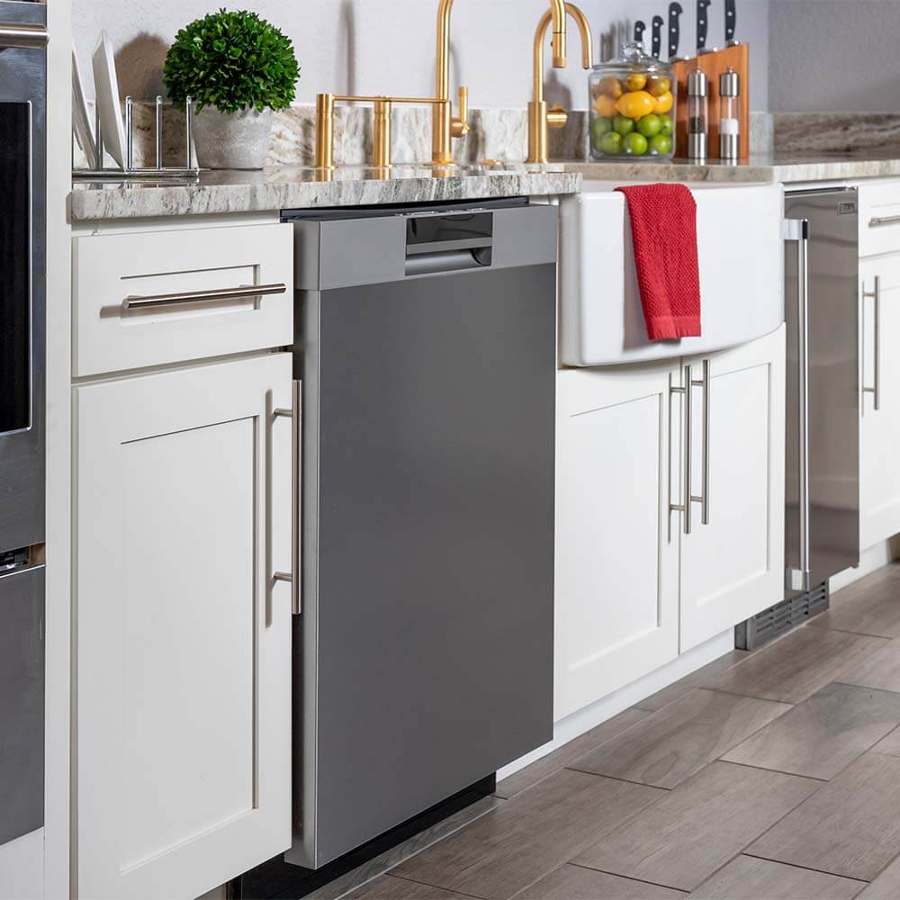 BREDA 24 Inch Stainless Steel ADA Compliant Dishwasher with Pocket Handle - Model LUDWA30155 | Perfect for Small Kitchens, Apartments & ADA Accessible Homes
