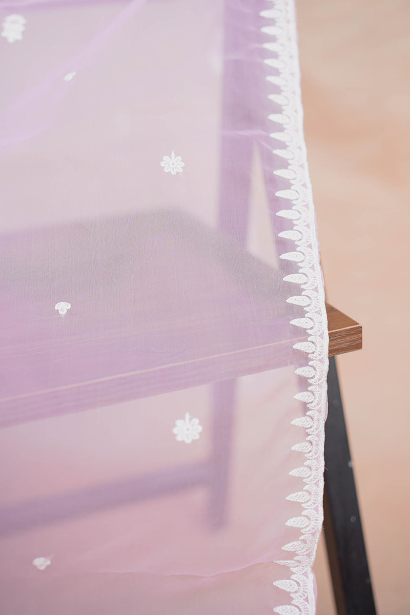 LAVENDER GLEAM DUPATTA - Elegant Embroidered Scarf for Women | Perfect for Weddings, Parties & Festive Occasions
