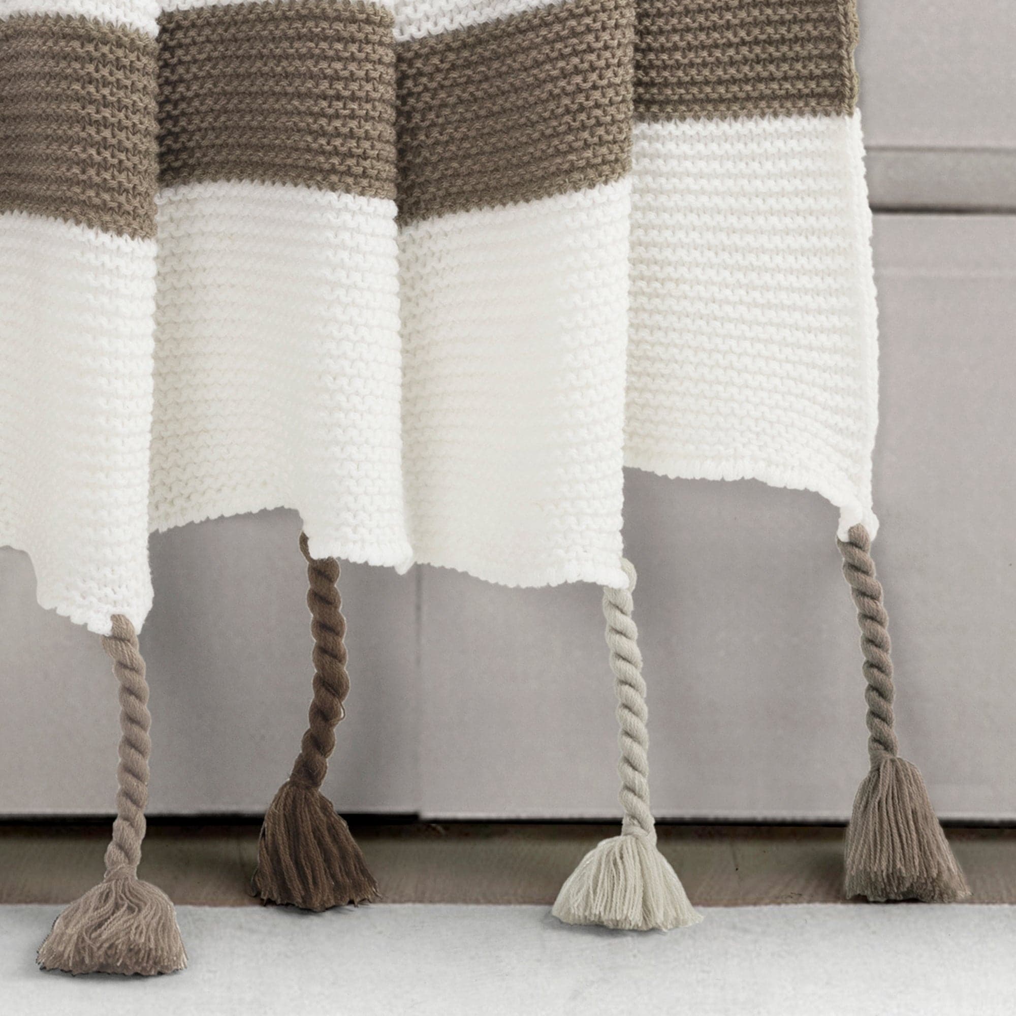 Boho Knitted Braided Tassel Throw Blanket - Soft Handmade Cotton Decorative Couch Cover for Living Room, Bedroom & Boho Home Decor