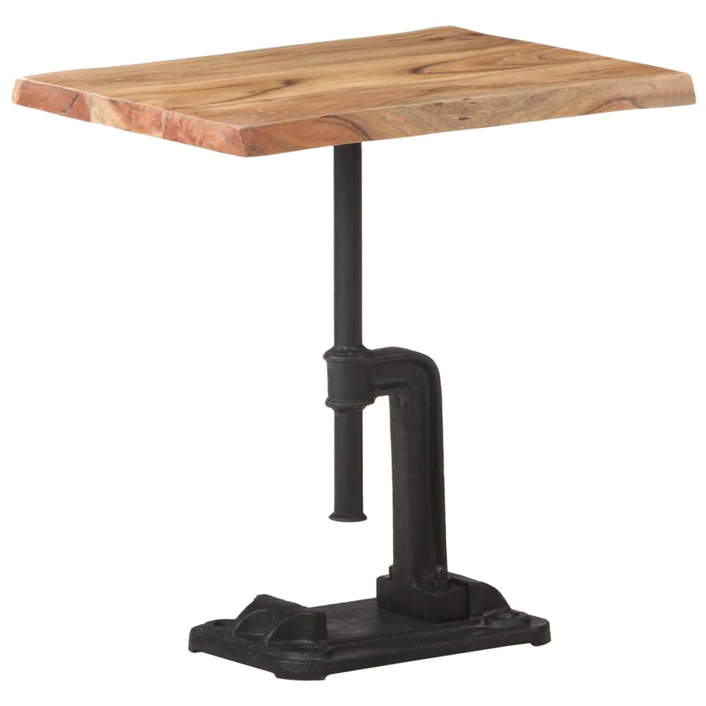 Modern Acacia Wood Side Table with Cast Iron Base - 17.7