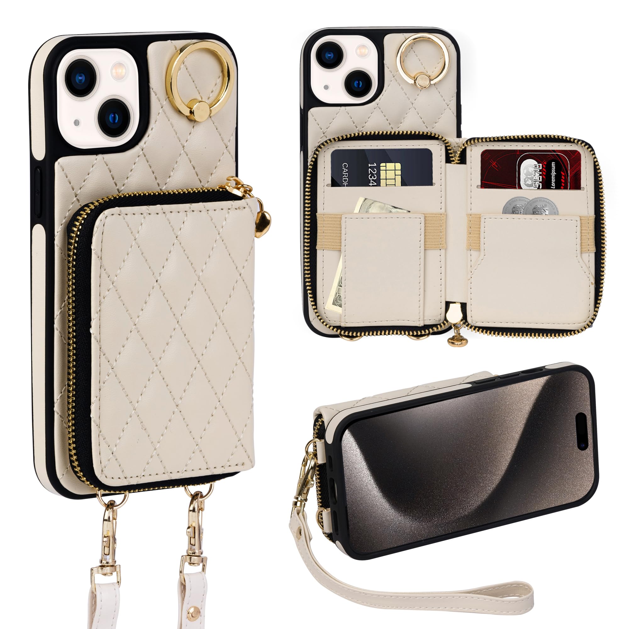 Premium Leather Wallet Case for iPhone 15 Plus 6.7
