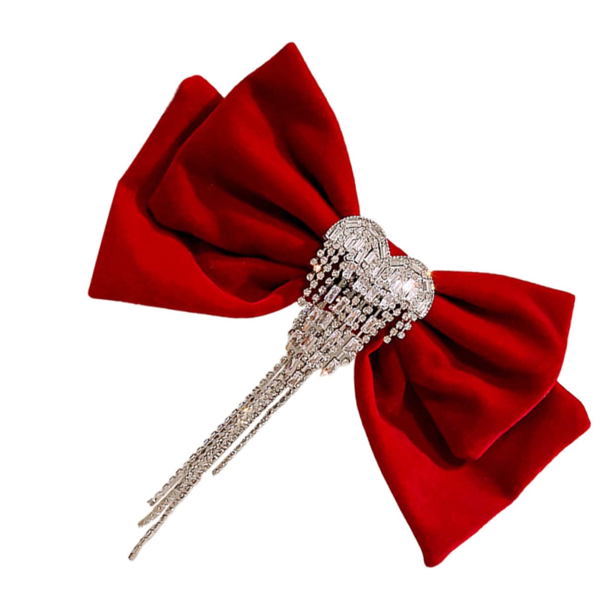 Beavorty Vintage Crystal Bow Hair Clip with Tassel - Elegant Hair Barrettes for Women & Girls, Red Hair Accessories for Parties, Weddings & Daily Styling