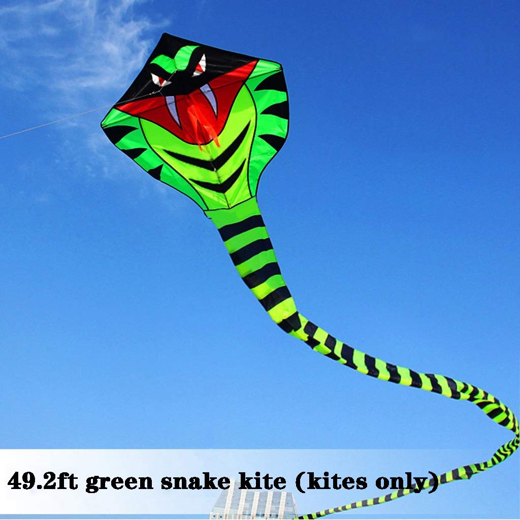 **Green Snake Kite for Kids - 49.2ft Outdoor Flying Toy, Portable & Easy to Fly - Perfect for Family Parties, Beach Trips & Park Adventures**