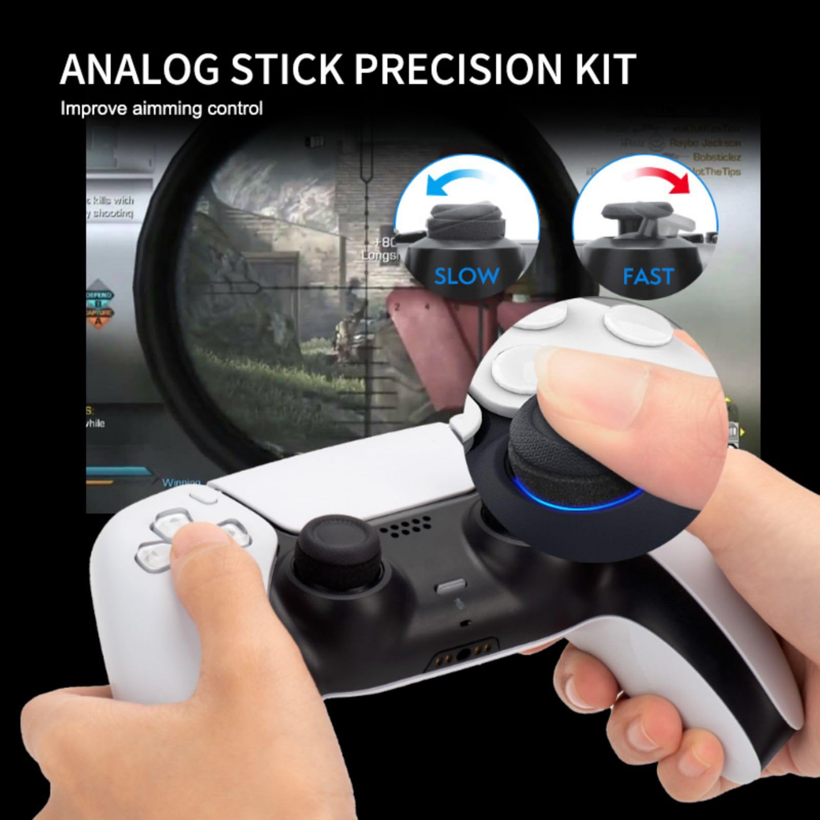 PS5 Controller Gaming Kit - Anti-Sweat Silicone Grips, Joystick Caps & Precision Rings for Playstation 5 - White | Enhanced Gaming Comfort