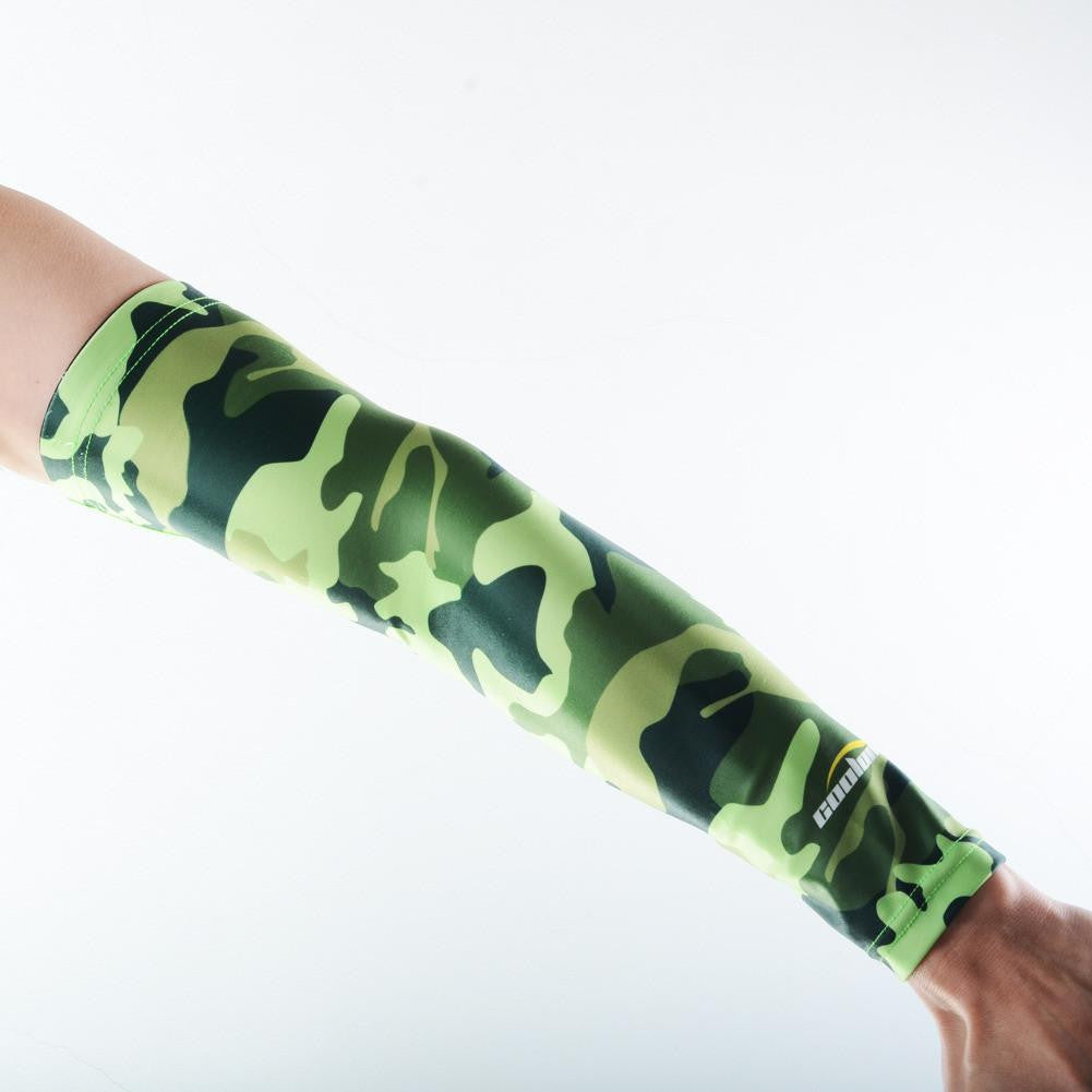 Camouflage Green Anti-Slip Arm Sleeves for Outdoor Sports, Cycling & Hiking - UV Protection & Breathable Fabric