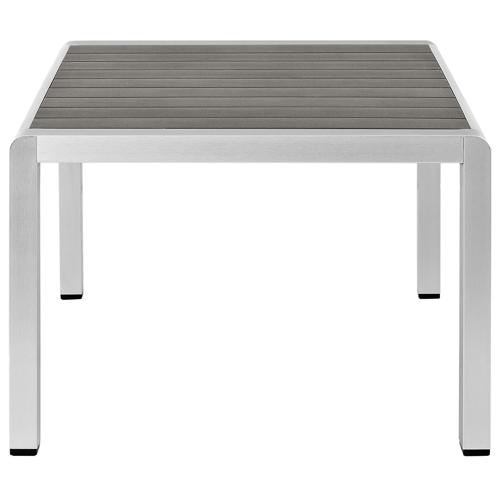 Modway Shore Silver Gray Aluminum Outdoor Patio Coffee Table - Weather-Resistant & Durable for Poolside, Garden, and Deck Use