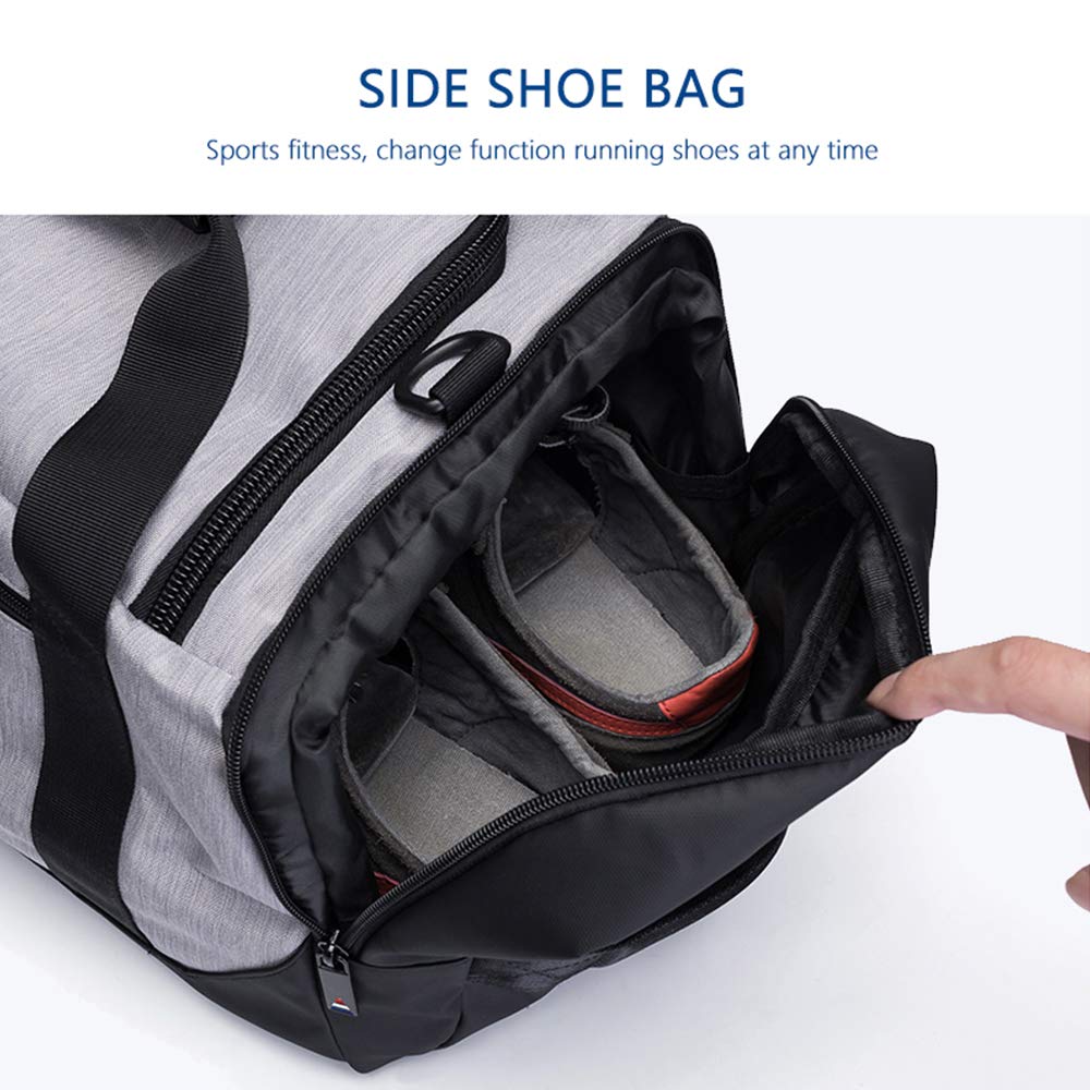 OZUKO Waterproof Travel Duffel Backpack with Shoe Compartment - Lightweight Gym Bag for Men & Women, Perfect for Sports, Workout, Business Trips and Weekend Getaways (Black)