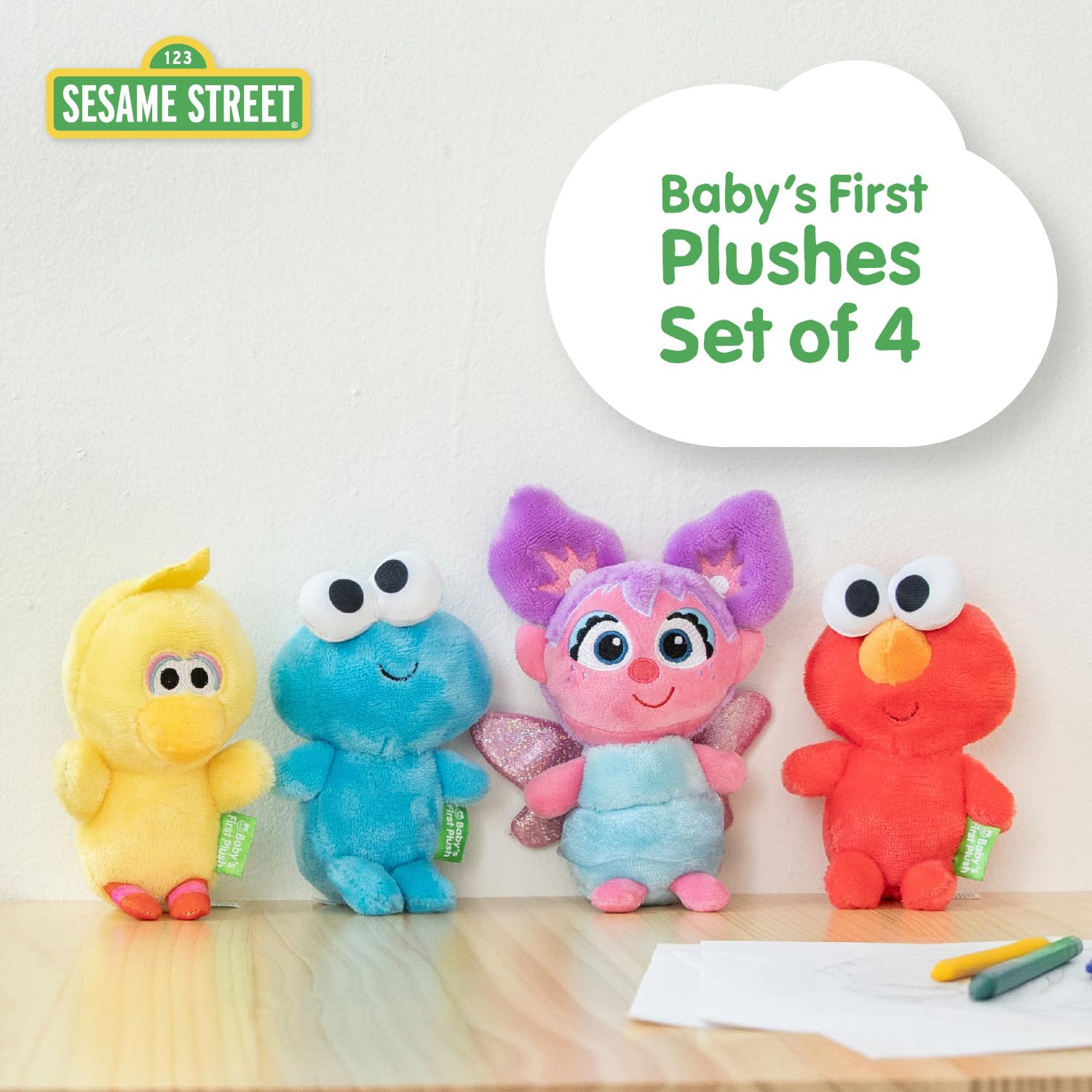 **Sesame Street Plush Toys Set - Elmo, Cookie Monster, Abby Cadabby & Big Bird Stuffed Animals for Toddlers 1-3 Years | Soft Cuddly Plushies for Playtime, Nursery Decor & Gifts**