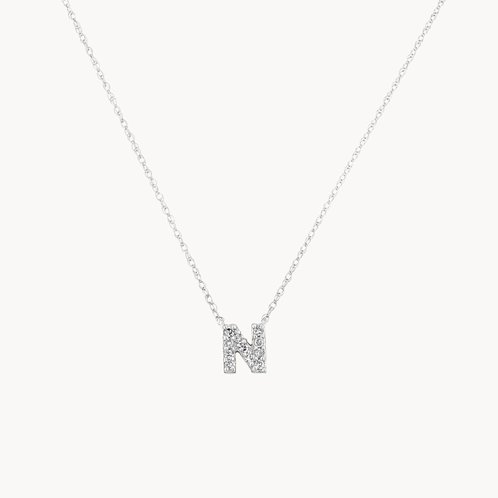 Diamond Letter N Necklace in Sterling Silver - Elegant Personalized Jewelry for Women, Perfect for Gifts, Anniversaries & Everyday Wear