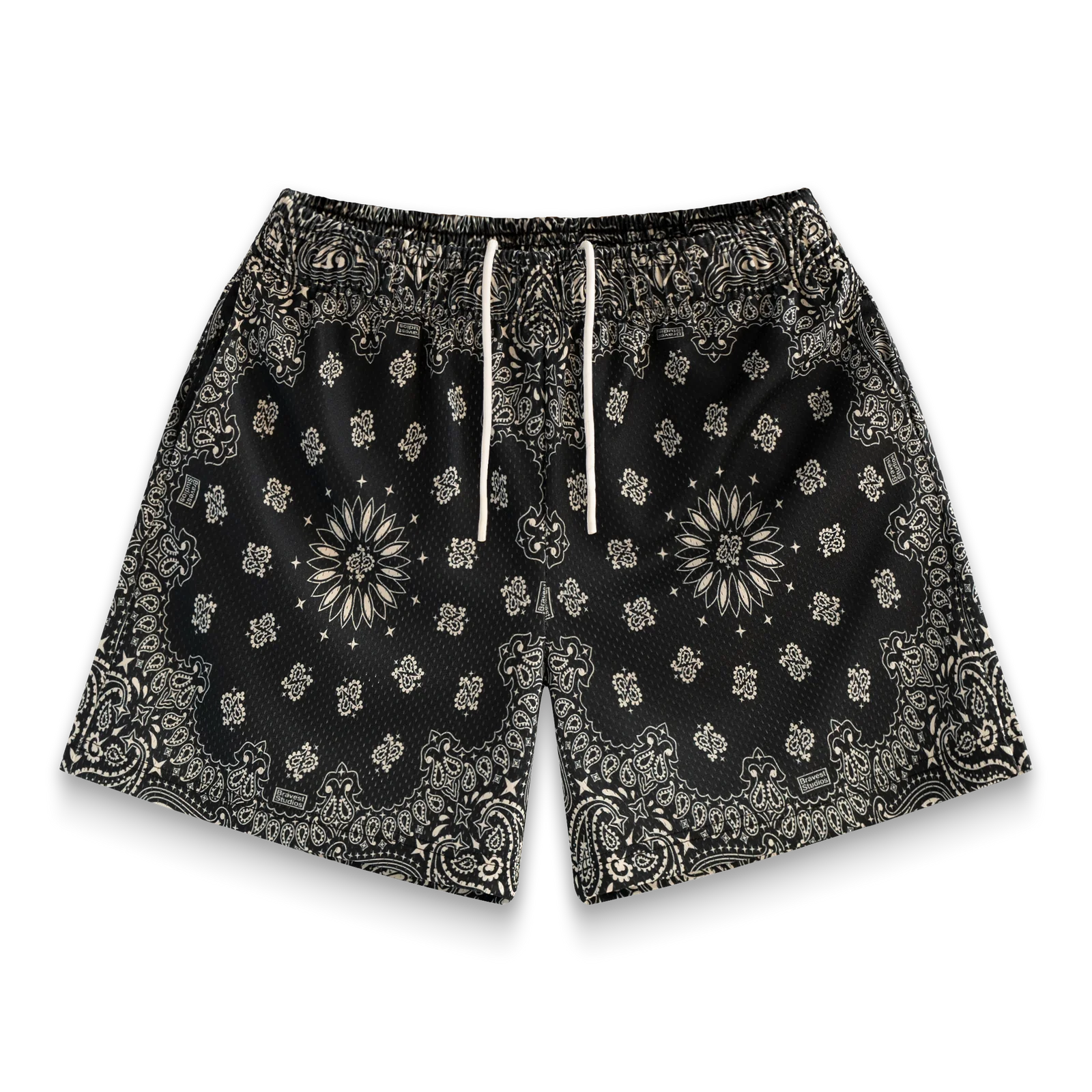 BRAVEST STUDIOS Onyx Paisley Shorts for Women - Stylish High Waist Summer Casual Shorts | Perfect for Beach, Travel & Everyday Wear