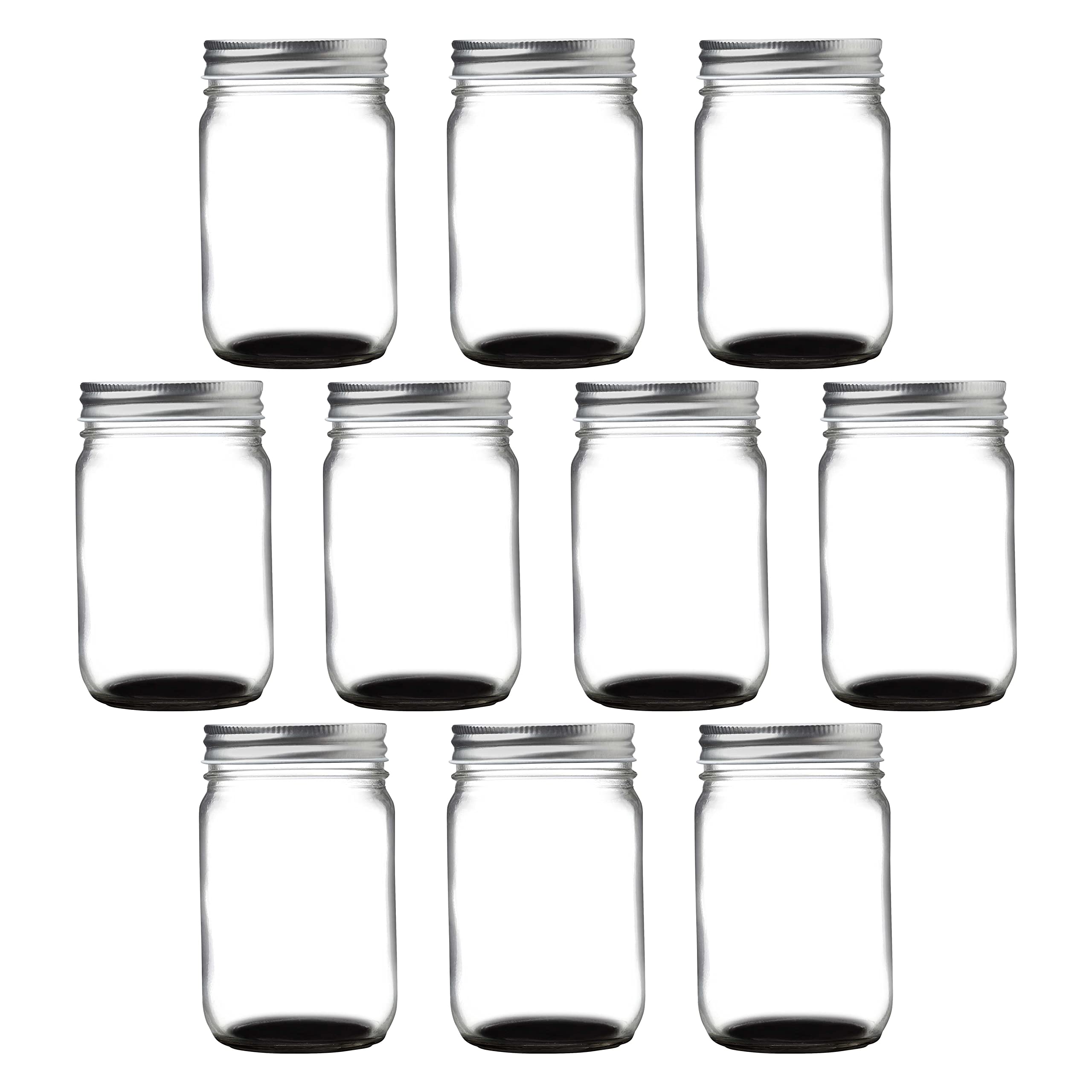 10-Piece 12 oz Mason Jar Set with Black Aluminum Lids - Perfect for Canning, DIY Crafts, Wedding Decor & Home Storage - Ideal for Jams, Candles, Party Favors and Kitchen Organization