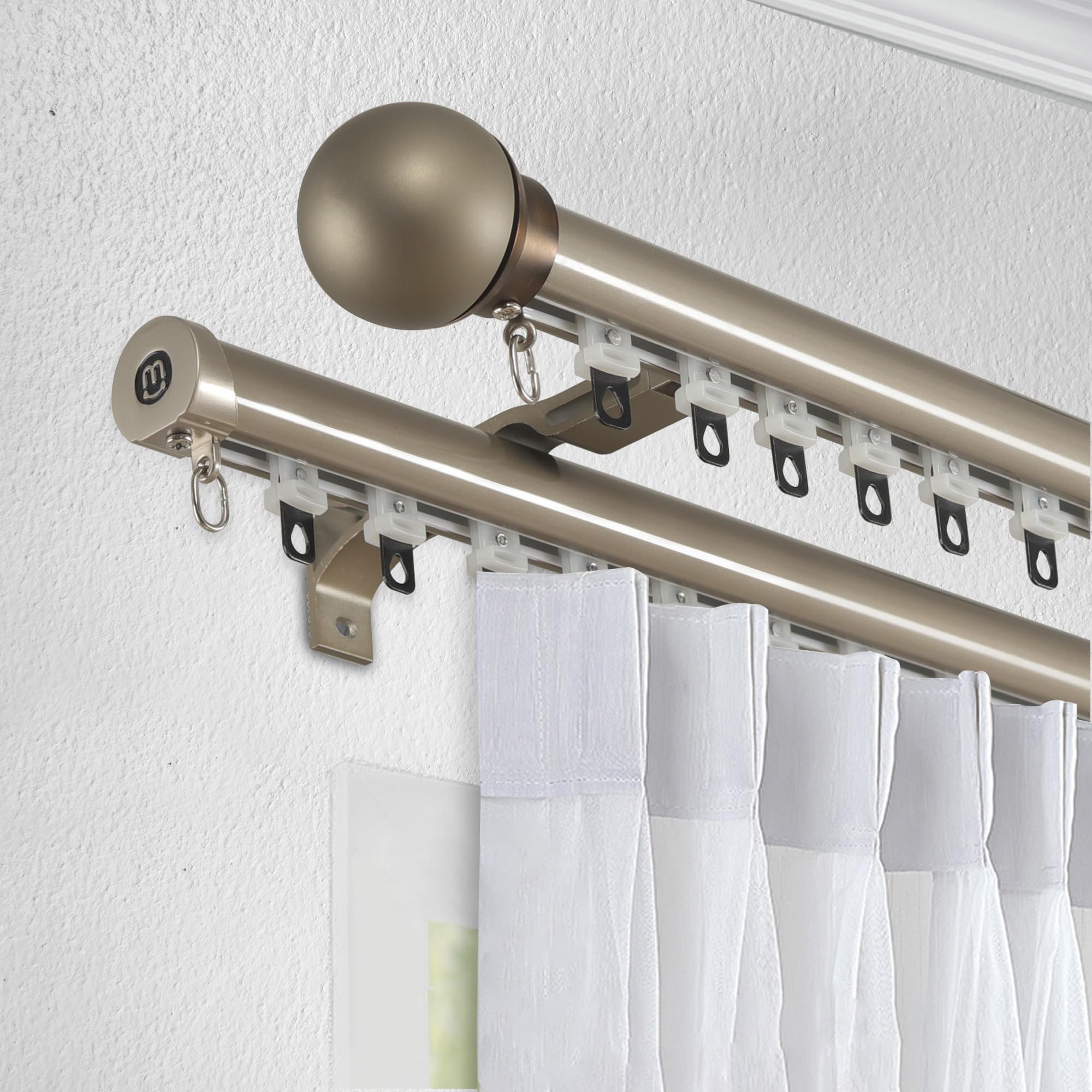 Ceiling Mount Curtain Track System - Wall Mounted Sliding Curtain Rail for Drapes, Room Dividers & Window Treatments (4 Colors) - Perfect for Living Room, Bedroom & Home Office Decor