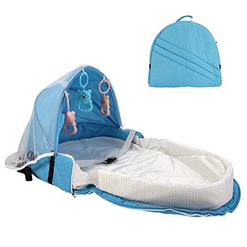 ROPALIA Portable Travel Bassinet - Foldable Baby Bed with Mosquito Net & Sun Protection - Lightweight Baby Lounger for Newborns - Perfect for Camping, Beach Trips and Airplane Travel
