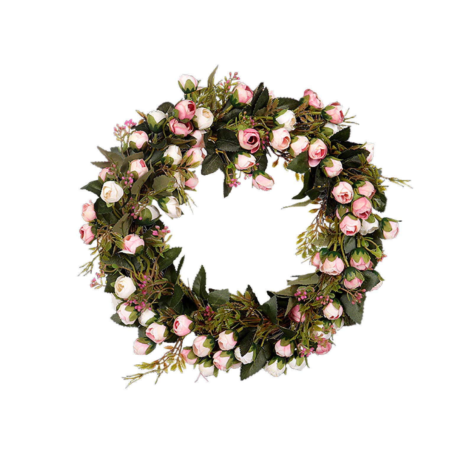 Seasonal Gnome Bud Wreath - Artificial Rose Flower Circle Vine for Valentine's Day, Easter & Home Decor (Color B, One Size) | Perfect for Front Door Decor, Garden Parties & Holiday Gift Giving