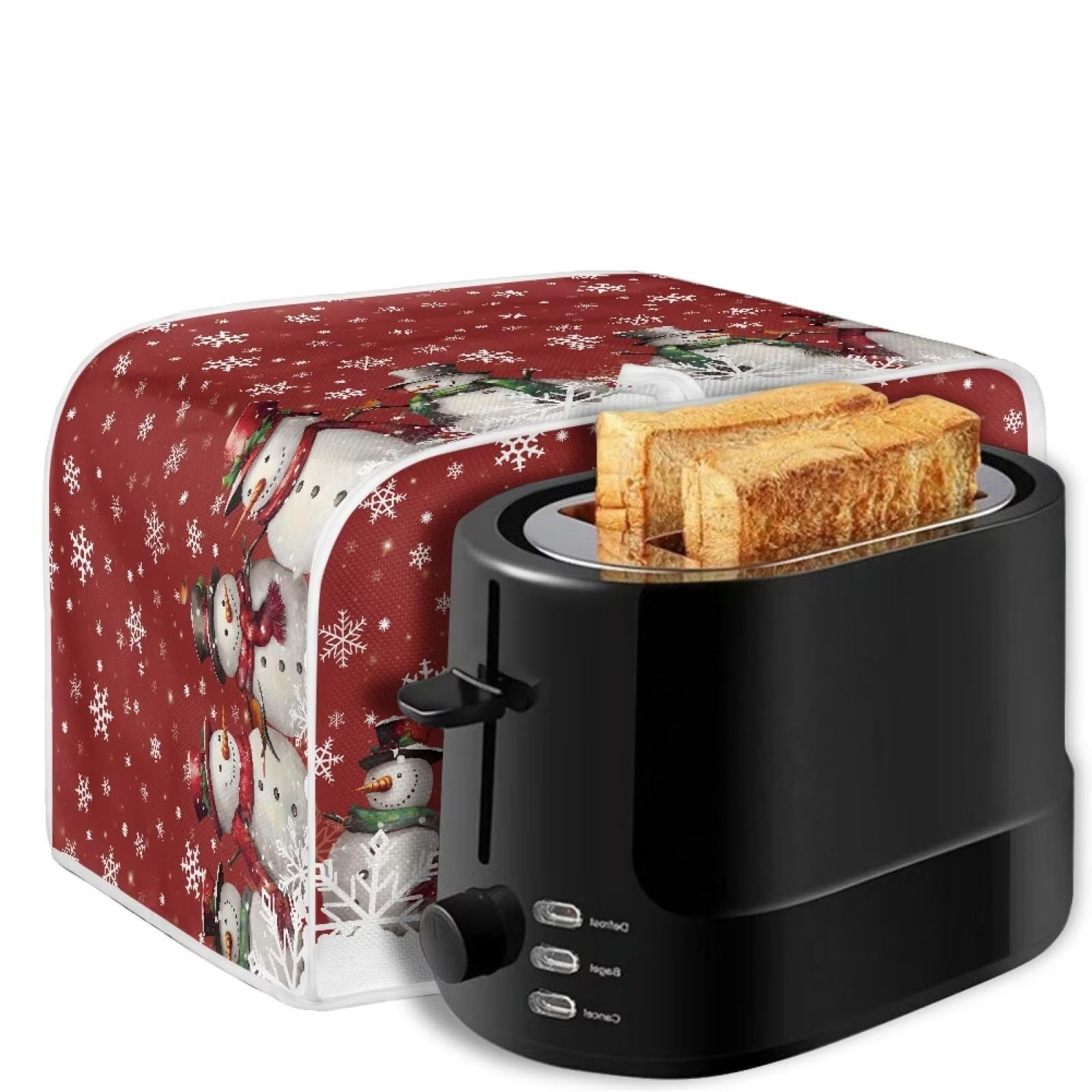 Christmas Snowman Printed Bread Machine Cover, 4 Slice Toaster Cover, Anti-Dust Kitchen Appliance Protector for Baking Accessories, Perfect for Holiday Kitchen Decor