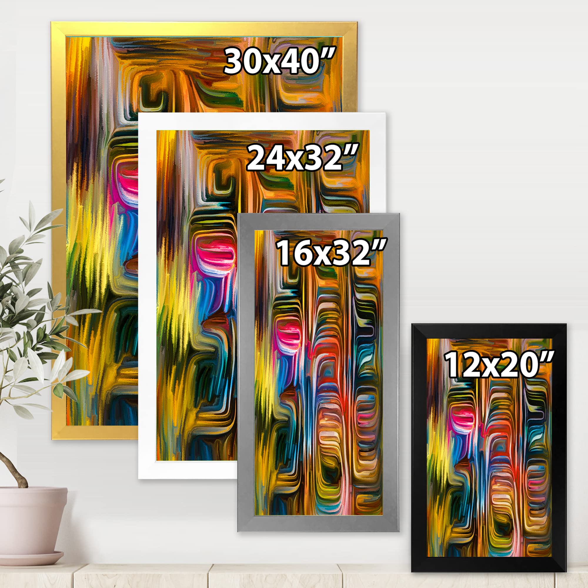 DesignQ Colour Fusion II Modern Framed Wall Art - Abstract Canvas Painting for Living Room, Bedroom & Office Decor