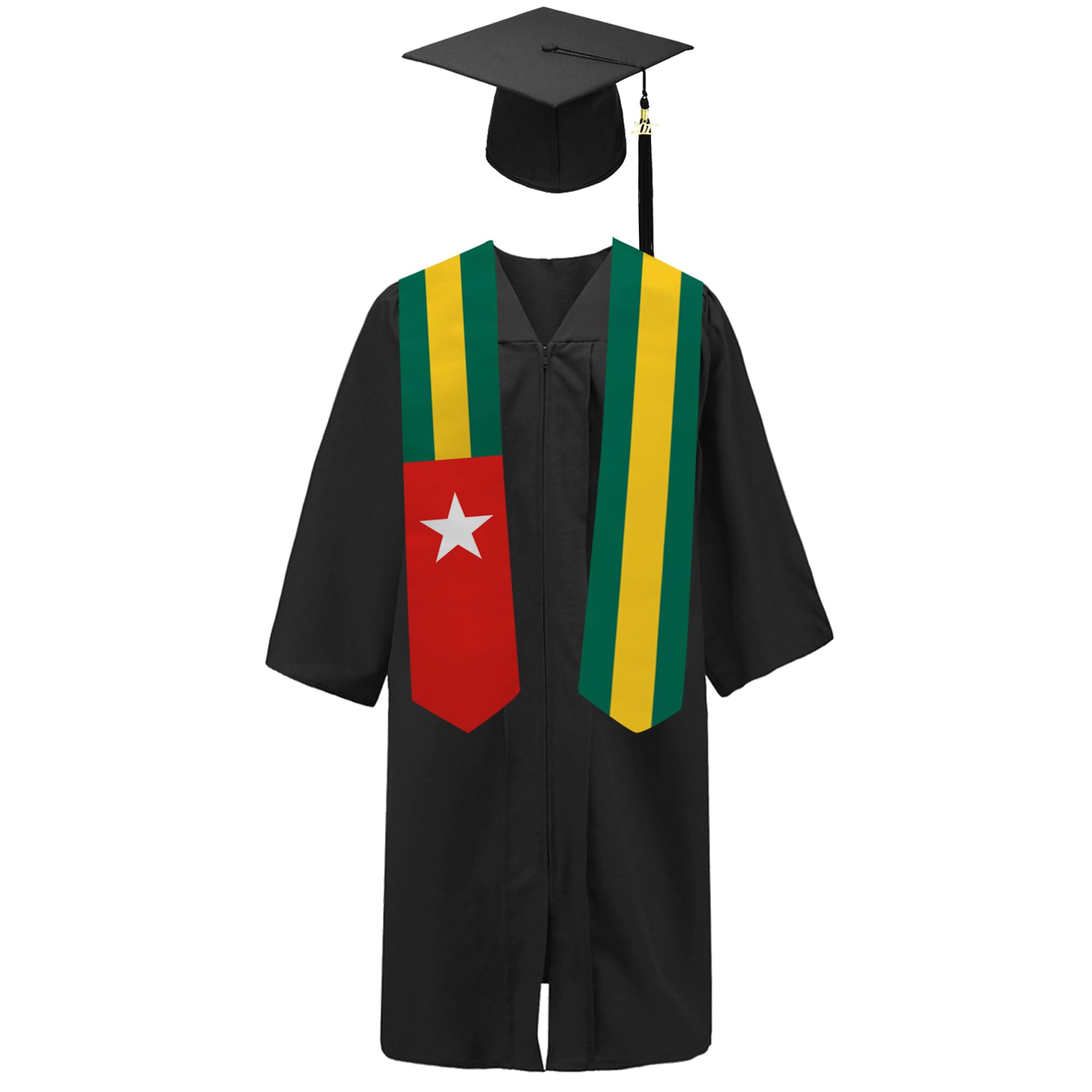 Togo Flag Graduation Stole - 180x13cm Double Sided Sash for International Students | Study Abroad Graduation Accessory | Perfect for Commencement Ceremonies & Cultural Celebrations