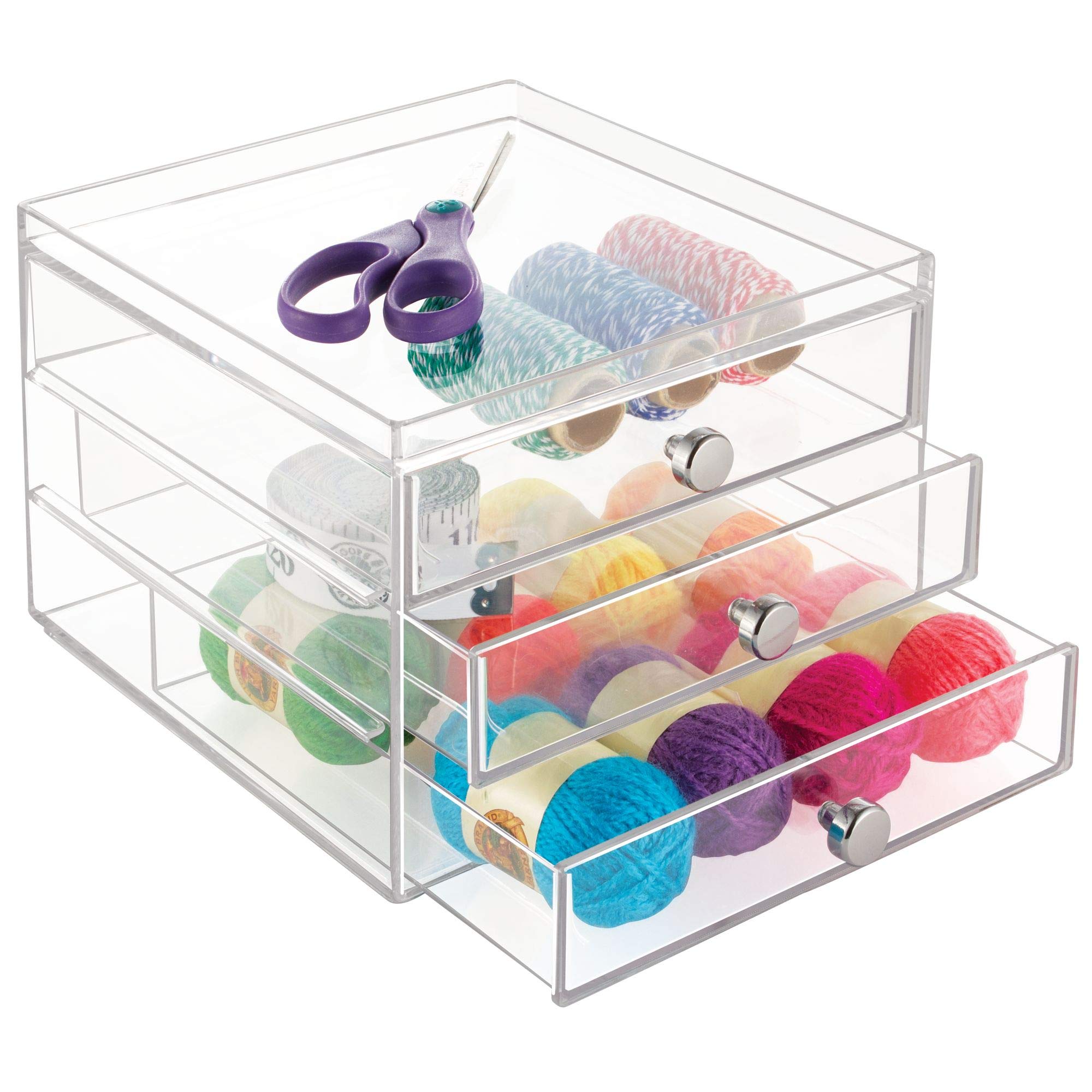 iDesign 3-Tier Plastic Vanity Organizer - Slim Cosmetic Storage Drawers for Makeup, Hair Care & Dental Supplies - Compact Bathroom, Dorm & Desk Organizer (6.5
