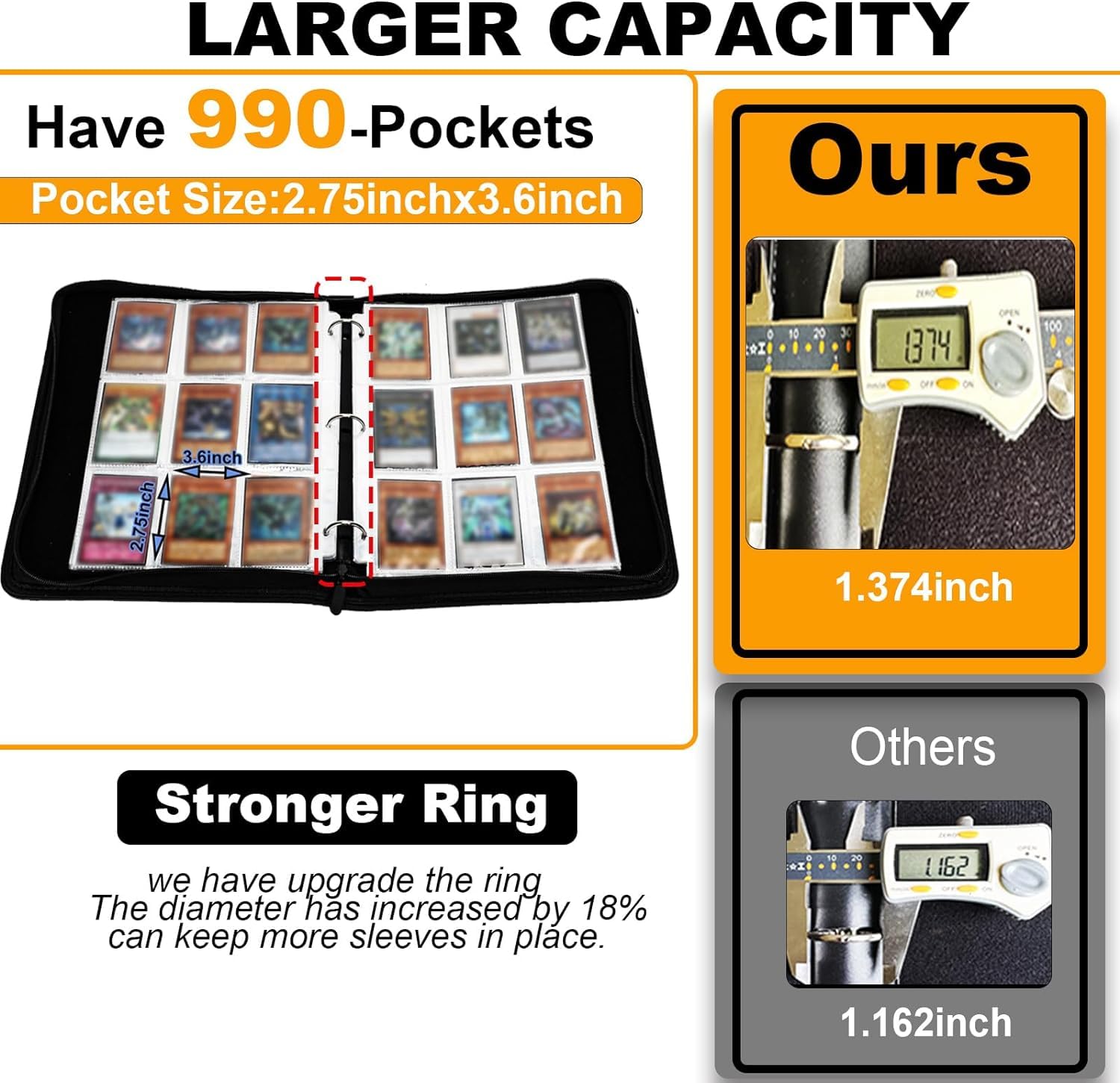 Premium KarlyPro Binder for Lorcana & TCG Trading Cards - 990 Pockets with 55 Sleeves | Sports Cards, Collectible Card Holder | Perfect for Card Game Tournaments, Collecting & Storage