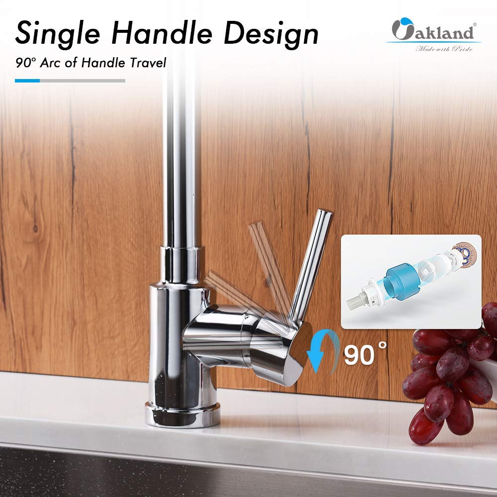 Chrome Kitchen Faucet with Pull Down Sprayer - High Arc Brass Sink Faucet for Modern Kitchens