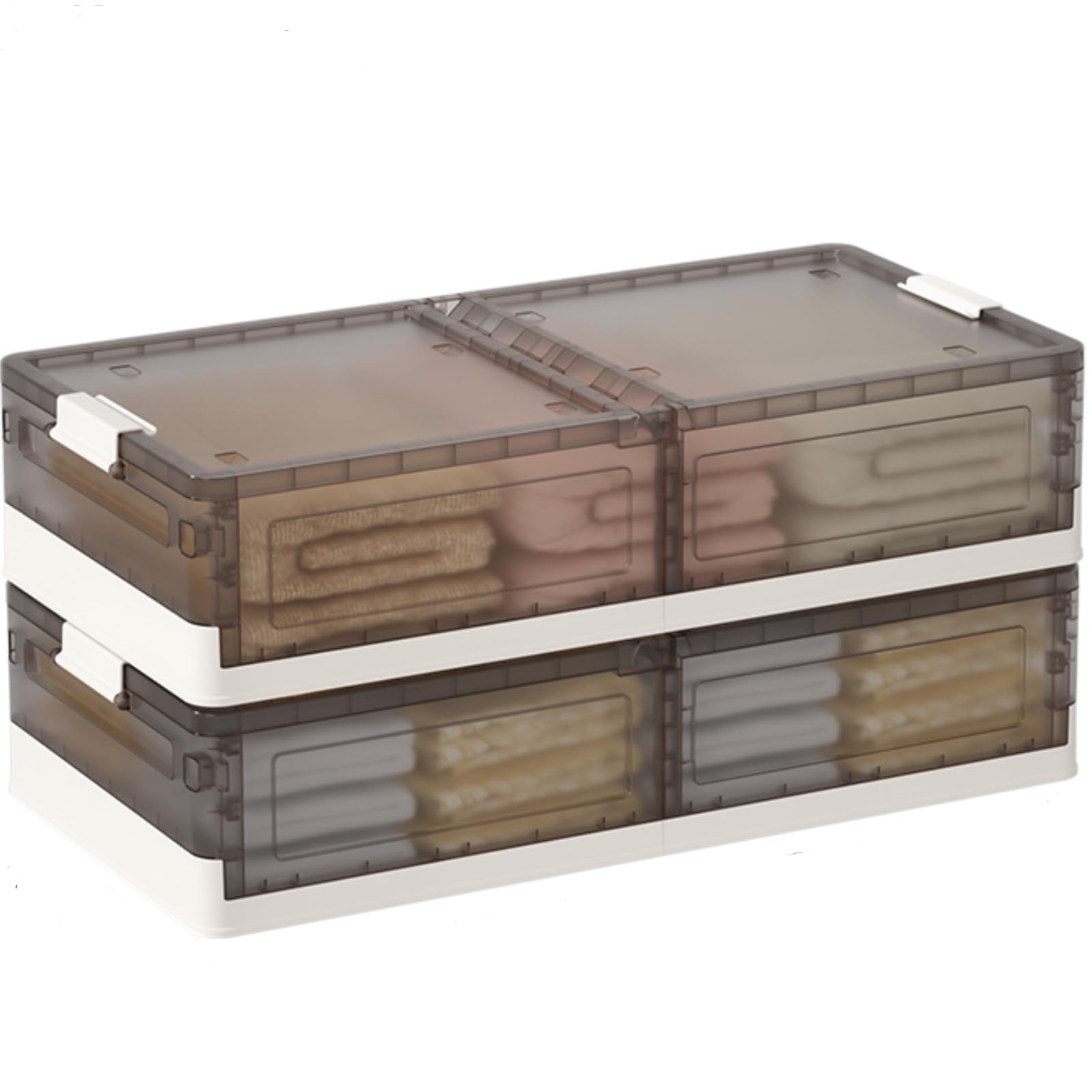 Under Bed Storage Containers with Wheels - 2 Pack Stackable Rolling Plastic Bins, 13.5 Gallon Organizer for Clothes, Shoes, Duvets & Seasonal Items | Space-Saving Bedroom, Closet & Home Organization Solution