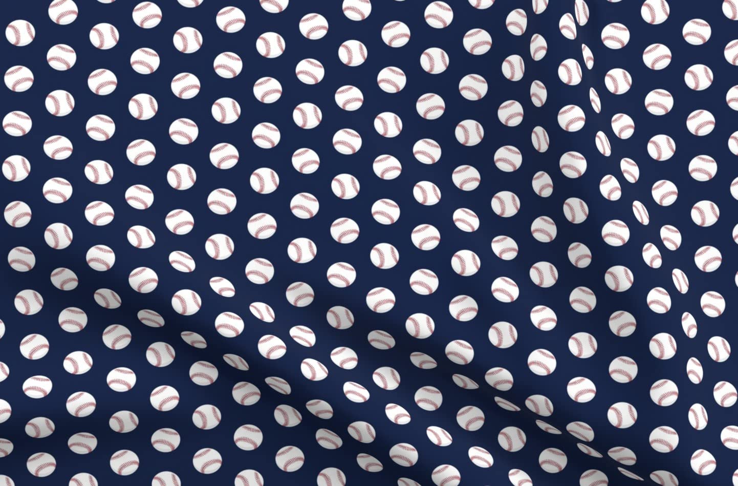 Baseball Themed Dark Blue Navy Printed Petal Signature Cotton Fabric by Spoonflower - Fat Quarter for Sewing, Quilting, Apparel & Home Decor | Perfect for Sports-Themed Crafts, DIY Projects & Spring Collections