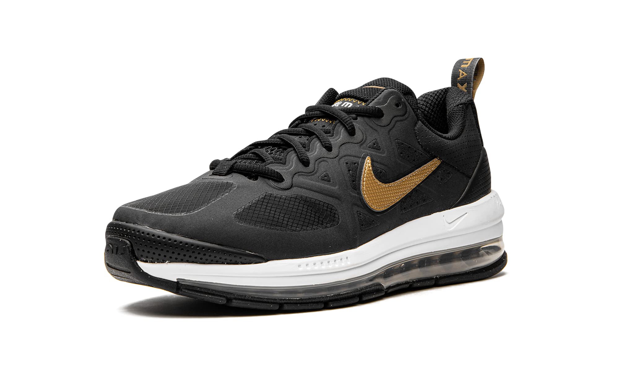 Nike Men's Air Max Genome Running Shoes - Black/White/Metallic Gold - Size 9 | Lightweight Cushioned Sneakers for Jogging, Gym Workouts & Everyday Wear