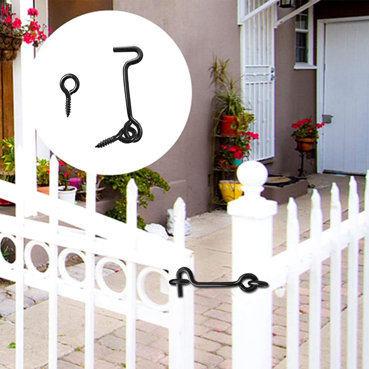**5PCS 2.5 Inch Carbon Steel Storage Hooks - Rust-Resistant Door & Window Hooks for Shed, Closet, Gate, Cabinet - Ideal for Home, Garage & Outdoor Organization**