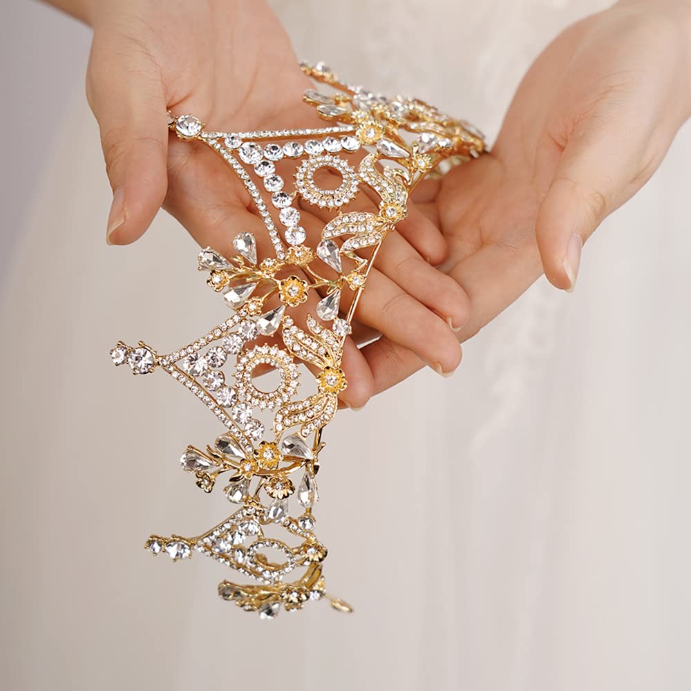 JWICOS Elegant Crystal Pearl Wedding Tiara Crown for Bride | Queen Headpiece for Women | Pageant, Birthday & Prom Hair Accessories | Perfect for Bridal Showers, Weddings & Special Occasions