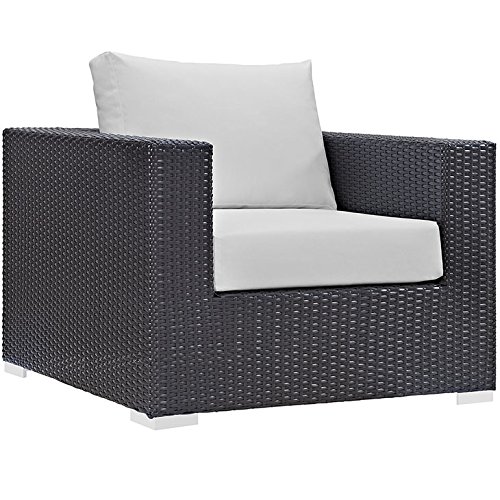 Modway Convene 4-Piece Wicker Rattan Outdoor Patio Furniture Set - Espresso White Color - Perfect for Backyard, Garden, Poolside & Patio Relaxation