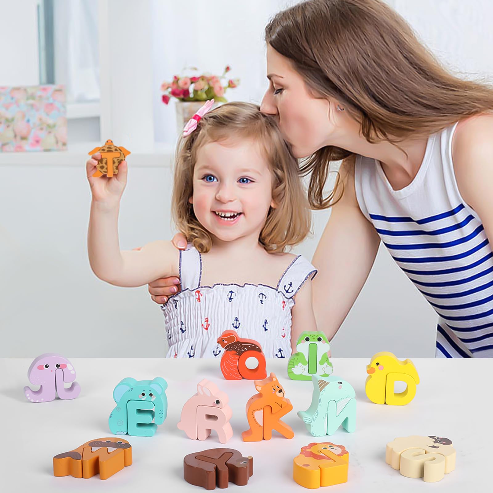 Wooden Animal Alphabet Puzzle - ABC Learning & Matching Game for Toddlers 2-4 Years | Montessori Educational Toy for Preschool Kids 3-5 | Perfect for Early Childhood Education & Homeschooling Activities
